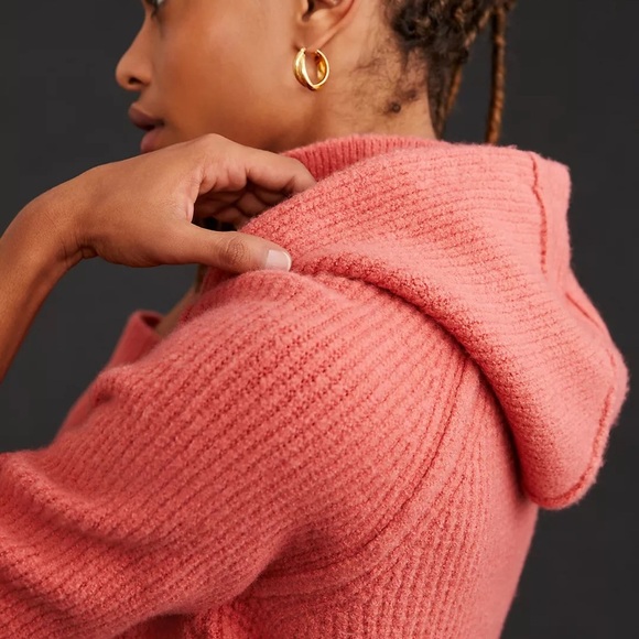 Anthropologie Pilcro Side-zip Sweater Hoodie In Pink Size Small - Picture 2 of 10